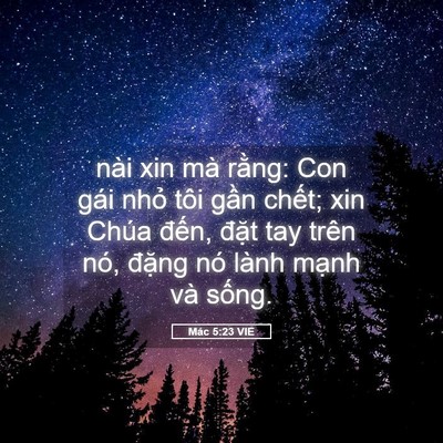 Picture 05 - Mác 5:23 VIE - nài xin mà rằng: Con gái nhỏ tôi gần - Bible Verse Picture