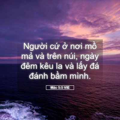 Picture 05 - Mác 5:5 VIE - Người cứ ở nơi mồ mả và trên núi, - Bible Verse Picture