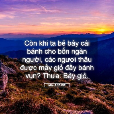 Picture 05 - Mác 8:20 VIE - Còn khi ta bẻ bảy cái bánh cho bốn ngàn - Bible Verse Picture