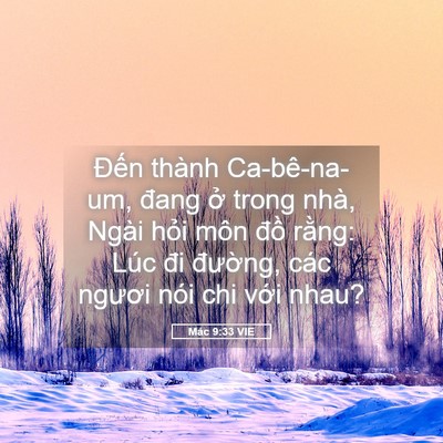 Picture 05 - Mác 9:33 VIE - Đến thành Ca-bê-na-um, đang ở trong nhà, - Bible Verse Picture