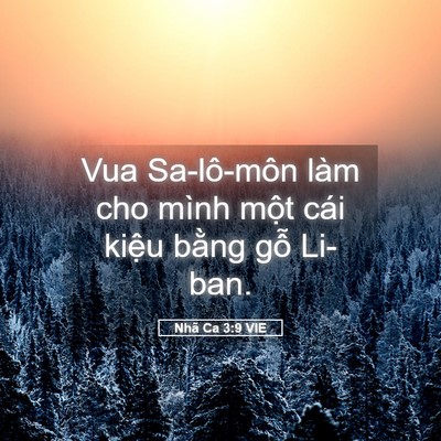 Picture 05 - Nhã Ca 3:9 VIE - Vua Sa-lô-môn làm cho mình một cái kiệu - Bible Verse Picture