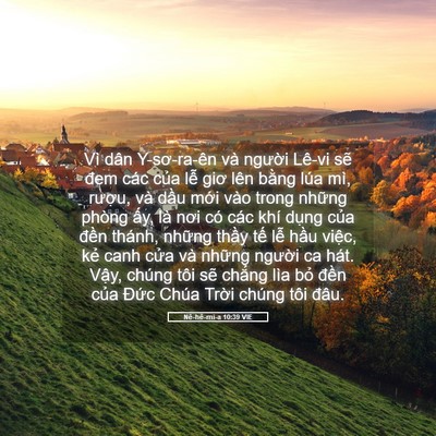 Picture 05 - Nê-hê-mi-a 10:39 VIE - Vì dân Y-sơ-ra-ên và người Lê-vi sẽ - Bible Verse Picture