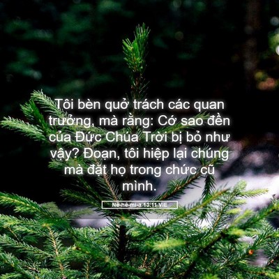 Picture 05 - Nê-hê-mi-a 13:11 VIE - Tôi bèn quở trách các quan trưởng, mà - Bible Verse Picture