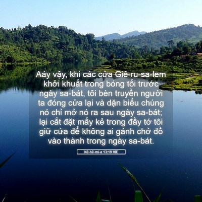 Picture 05 - Nê-hê-mi-a 13:19 VIE - Aáy vậy, khi các cửa Giê-ru-sa-lem khởi - Bible Verse Picture