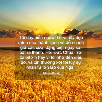 Picture 05 - Nê-hê-mi-a 13:22 VIE - Tôi dạy biểu người Lê-vi hãy dọn - Bible Verse Picture