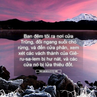 Picture 05 - Nê-hê-mi-a 2:13 VIE - Ban đêm tôi ra nơi cửa Trũng, đối ngang - Bible Verse Picture