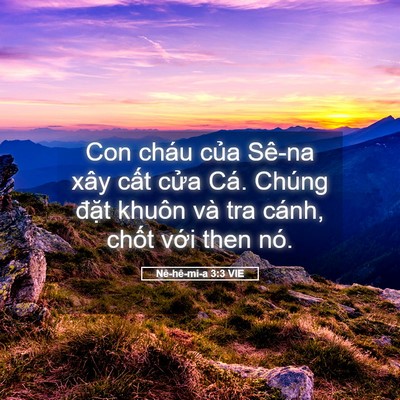 Picture 05 - Nê-hê-mi-a 3:3 VIE - Con cháu của Sê-na xây cất cửa Cá. - Bible Verse Picture