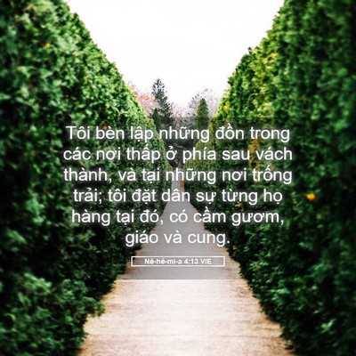 Picture 05 - Nê-hê-mi-a 4:13 VIE - Tôi bèn lập những đồn trong các nơi - Bible Verse Picture