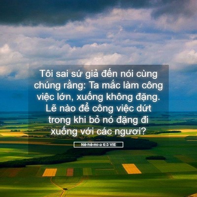 Picture 05 - Nê-hê-mi-a 6:3 VIE - Tôi sai sứ giả đến nói cùng chúng - Bible Verse Picture