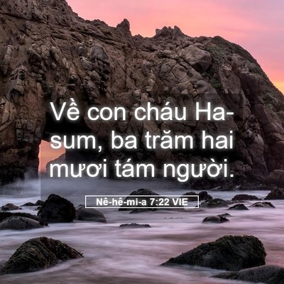 Picture 05 - Nê-hê-mi-a 7:22 VIE - Về con cháu Ha-sum, ba trăm hai mươi tám - Bible Verse Picture