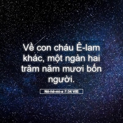 Picture 05 - Nê-hê-mi-a 7:34 VIE - Về con cháu Ê-lam khác, một ngàn hai - Bible Verse Picture