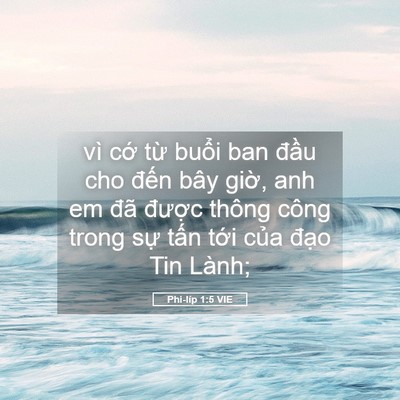 Picture 05 - Phi-líp 1:5 VIE - vì cớ từ buổi ban đầu cho đến bây - Bible Verse Picture