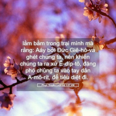 Picture 05 - Phục Truyền Luật Lệ 1:27 VIE - lằm bằm trong trại mình mà rằng: Aáy - Bible Verse Picture