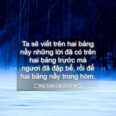 Picture 05 - Phục Truyền Luật Lệ 10:2 VIE - Ta sẽ viết trên hai bảng nầy những - Bible Verse Picture