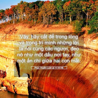 Picture 05 - Phục Truyền Luật Lệ 11:18 VIE - Vậy, hãy cất để trong lòng và trong - Bible Verse Picture