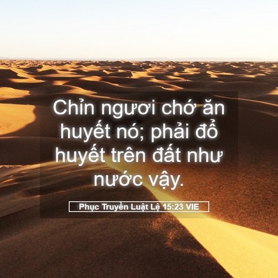 Picture 05 - Phục Truyền Luật Lệ 15:23 VIE - Chỉn ngươi chớ ăn huyết nó; phải - Bible Verse Picture
