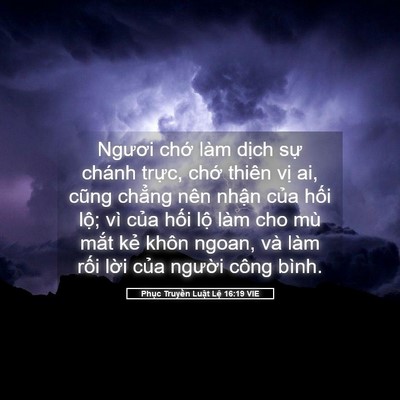 Picture 05 - Phục Truyền Luật Lệ 16:19 VIE - Ngươi chớ làm dịch sự chánh trực, - Bible Verse Picture