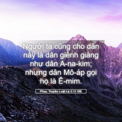 Picture 05 - Phục Truyền Luật Lệ 2:11 VIE - Người ta cũng cho dân nầy là dân giềnh - Bible Verse Picture