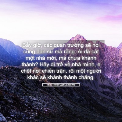 Picture 05 - Phục Truyền Luật Lệ 20:5 VIE - Bấy giờ, các quan trưởng sẽ nói cùng - Bible Verse Picture