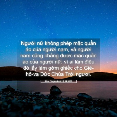 Picture 05 - Phục Truyền Luật Lệ 22:5 VIE - Người nữ không phép mặc quần áo của - Bible Verse Picture
