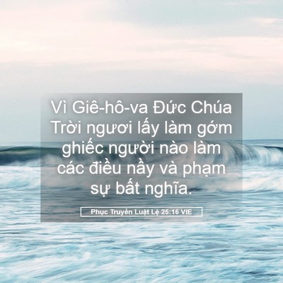 Picture 05 - Phục Truyền Luật Lệ 25:16 VIE - Vì Giê-hô-va Đức Chúa Trời ngươi lấy - Bible Verse Picture
