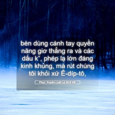 Picture 05 - Phục Truyền Luật Lệ 26:8 VIE - bèn dùng cánh tay quyền năng giơ thẳng - Bible Verse Picture