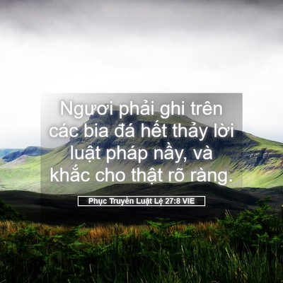 Picture 05 - Phục Truyền Luật Lệ 27:8 VIE - Ngươi phải ghi trên các bia đá hết - Bible Verse Picture
