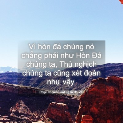 Picture 05 - Phục Truyền Luật Lệ 32:31 VIE - Vì hòn đá chúng nó chẳng phải như Hòn - Bible Verse Picture