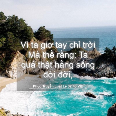 Picture 05 - Phục Truyền Luật Lệ 32:40 VIE - Vì ta giơ tay chỉ trời Mà thề rằng: Ta - Bible Verse Picture