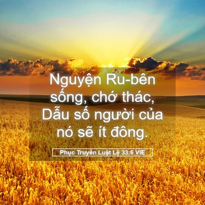 Picture 05 - Phục Truyền Luật Lệ 33:6 VIE - Nguyện Ru-bên sống, chớ thác, Dẫu số - Bible Verse Picture
