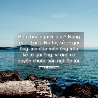 Picture 05 - Ru-tơ 3:9 VIE - Bô-ô hỏi: ngươi là ai? Nàng đáp: Tôi - Bible Verse Picture