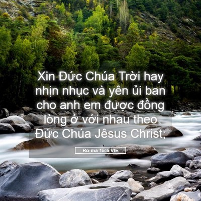 Picture 05 - Rô-ma 15:5 VIE - Xin Đức Chúa Trời hay nhịn nhục và - Bible Verse Picture