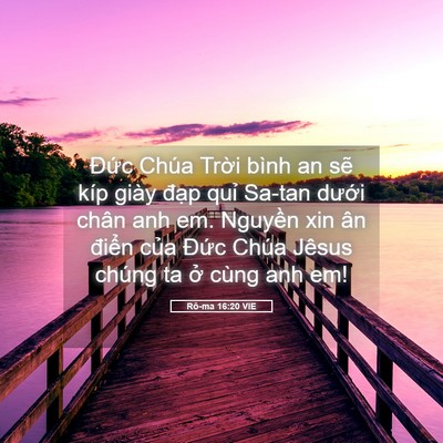 Picture 05 - Rô-ma 16:20 VIE - Đức Chúa Trời bình an sẽ kíp giày - Bible Verse Picture