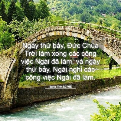 Picture 05 - Sáng Thế 2:2 VIE - Ngày thứ bảy, Đức Chúa Trời làm xong - Bible Verse Picture