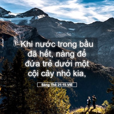 Picture 05 - Sáng Thế 21:15 VIE - Khi nước trong bầu đã hết, nàng để - Bible Verse Picture