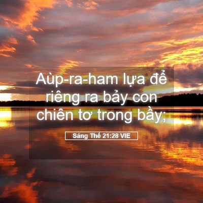 Picture 05 - Sáng Thế 21:28 VIE - Aùp-ra-ham lựa để riêng ra bảy con - Bible Verse Picture