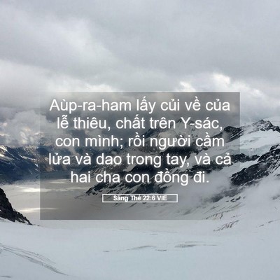 Picture 05 - Sáng Thế 22:6 VIE - Aùp-ra-ham lấy củi về của lễ thiêu, - Bible Verse Picture