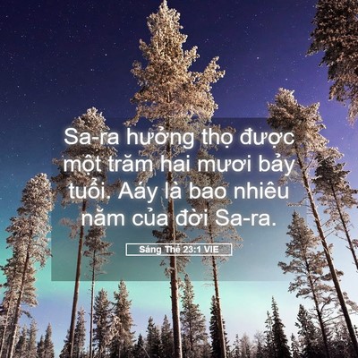 Picture 05 - Sáng Thế 23:1 VIE - Sa-ra hưởng thọ được một trăm hai - Bible Verse Picture