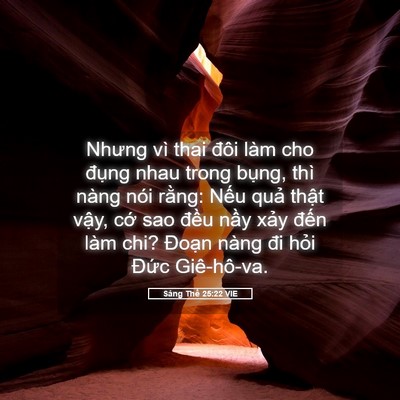 Picture 05 - Sáng Thế 25:22 VIE - Nhưng vì thai đôi làm cho đụng nhau trong - Bible Verse Picture