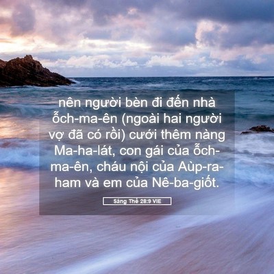 Picture 05 - Sáng Thế 28:9 VIE - nên người bèn đi đến nhà ỗch-ma-ên - Bible Verse Picture