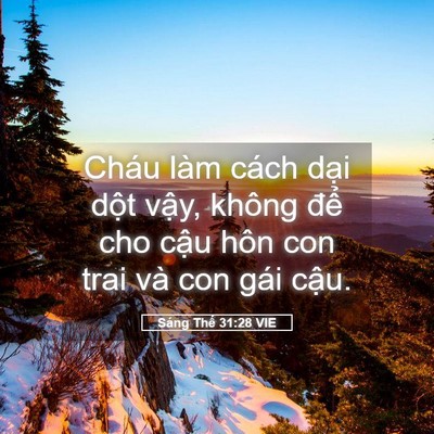 Picture 05 - Sáng Thế 31:28 VIE - Cháu làm cách dại dột vậy, không để - Bible Verse Picture