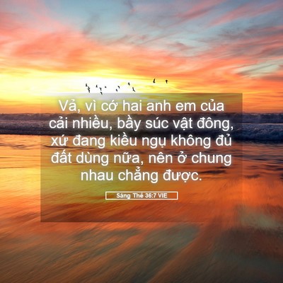 Picture 05 - Sáng Thế 36:7 VIE - Vả, vì cớ hai anh em của cải nhiều, - Bible Verse Picture