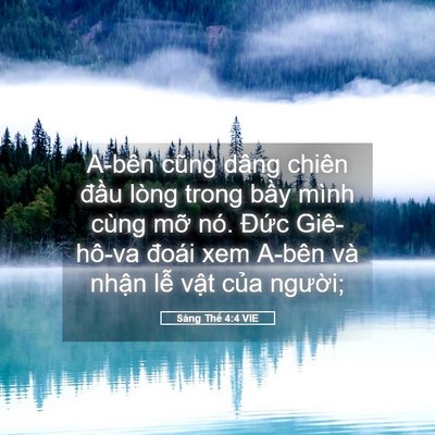 Picture 05 - Sáng Thế 4:4 VIE - A-bên cũng dâng chiên đầu lòng trong - Bible Verse Picture