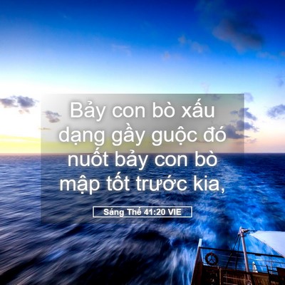 Picture 05 - Sáng Thế 41:20 VIE - Bảy con bò xấu dạng gầy guộc đó - Bible Verse Picture