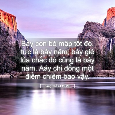 Picture 05 - Sáng Thế 41:26 VIE - Bảy con bò mập tốt đó, tức là bảy - Bible Verse Picture