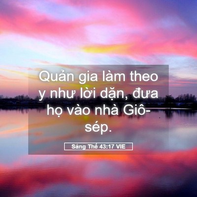 Picture 05 - Sáng Thế 43:17 VIE - Quản gia làm theo y như lời dặn, đưa - Bible Verse Picture