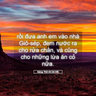 Picture 05 - Sáng Thế 43:24 VIE - rồi đưa anh em vào nhà Giô-sép, đem - Bible Verse Picture