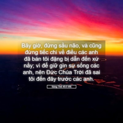 Picture 05 - Sáng Thế 45:5 VIE - Bây giờ, đừng sầu não, và cũng đừng - Bible Verse Picture