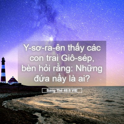 Picture 05 - Sáng Thế 48:8 VIE - Y-sơ-ra-ên thấy các con trai Giô-sép, bèn - Bible Verse Picture
