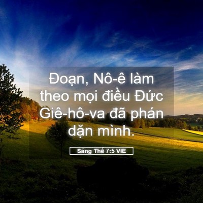 Picture 05 - Sáng Thế 7:5 VIE - Đoạn, Nô-ê làm theo mọi điều Đức - Bible Verse Picture